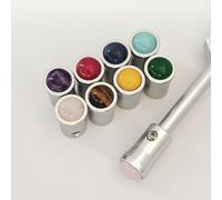 Diapasons pour guérison avec pied gemme, instrument de guérison 128 Hz avec ajustement amovible, diapason de 128 Hz, appareils de guérison de fréquence pour thérapie par le son (pied à 8 pierres