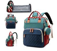 Diaper Bag with Changing Station, Waterproof 3 in 1 Baby Diaper Backpack with Foldable Changing Pad, Large Travel Back Pack for Girl Boy, Red-Green-Blue