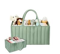 Diaper Caddy Organizer, Portable Foldable Felt Baby Storage Basket with Handle, Waterproof Nursery Bedside Desk Bathroom Organizer for Changing Table and Reusable Supplies