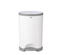 Diaper Dekor EKO Seau à couches classique, blanc | SEUL seau à couches écologique fabriqué avec 70% de matériaux recyclés | Mains libres : étape - goutte - fait | Système de recharge économique
