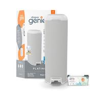 Diaper Genie Platinium - Seau à Couches Anti-Odeurs | Acier Inoxydable | Grande Capacité 47 Couches | Recharge Durable Jusqu’à 5 Mois | Ouverture Large & Pédale Pratique - Gris