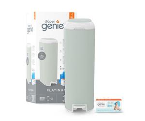 Diaper Genie Platinium - Seau à Couches Anti-Odeurs | Acier Inoxydable | Grande Capacité 47 Couches | Recharge Durable Jusqu’à 5 Mois | Ouverture Large & Pédale Pratique - Vert Sauge