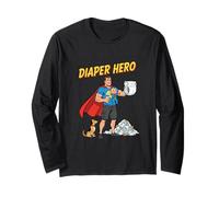 Diaper Hero Conception drôle de père de Dessin animé Manche Longue