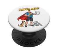 Diaper Hero Conception drôle de père de Dessin animé PopSockets PopGrip Adhésif