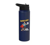 Diaper Hero Conception drôle de père de dessin animé Stainless Steel Insulated Water Bottle