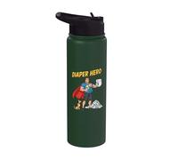 Diaper Hero Conception drôle de père de dessin animé Stainless Steel Insulated Water Bottle
