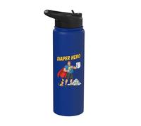 Diaper Hero Conception drôle de père de dessin animé Stainless Steel Insulated Water Bottle