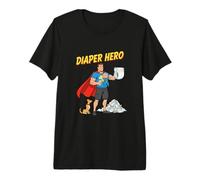 Diaper Hero Conception drôle de père de Dessin animé T-Shirt Haut de Gamme