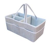 Diaper Organizer - Nursery Storage Bin | Canvas Organizer Basket with Removable Dividers for Diapers, Wipes, Lotion, Toys, Travel, Car Outing Shopping Camping Essentials