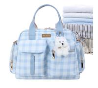 Diaper Tote Bag | With Handle Small Stylish Plaid Shoulder Pouch | Large Ca