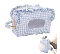 Diaper Wipe Clutch | Quilted Plaid Ruffle Bag | Built-in Wipe Dispenser | Portable Nappy Organizer | Compact Fabric Storage Bag For Stroller, Nursery, Travel, Car & Daily Outings