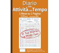 Diario delle Attività e del Tempo: Organizza il Tuo Mese su 1 Pagina per Gestire il Tempo e Raggiungere i Tuoi Obiettivi | 120 Mesi (10 Anni) Senza ... e Progetti | Formato A4 (Arancione)