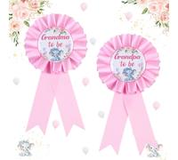 Diartpaint Ensemble de pin'spour baby shower, motif éléphant rose, badges en fer blanc, motif floral, pour future grand-mère, pour révéler le sexe de votre bébé, décoration pour baby shower, thème ani