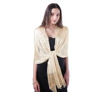 DiaryLook Étole châle femme cape élégante, couvre-épaules argent, étole or élégant foulard à franges vintage disponible en différentes couleurs pour mariage cérémonie de mariage fête, Metallic Light