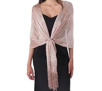 DiaryLook Étole châle femme cape élégante, couvre-épaules argent, étole or élégant foulard à franges vintage disponible en différentes couleurs pour mariage cérémonie de mariage fête, S Rose Gold, M