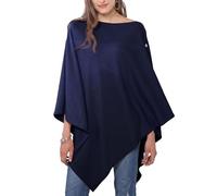 DiaryLook Poncho châle pour femme avec boutons en cachemire, Bleu marine 01, taille unique