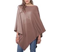 DiaryLook Poncho châle pour femme avec boutons en cachemire, marron