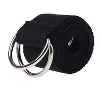 Diarypiece Ceinture en toile avec double anneau pour adolescent, garçon, fille, étudiant, couleur unie, Noir , Adjustable size