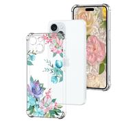 DiaryTown Coque Compatible avec iPhone 15, Motif Floral Transparent Housse Etui en Silicone TPU Clair résistante aux Chocs et aux Rayures Protection Antichoc Coque pour iphone 15 - Fleur Lotus Colorée