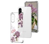 DiaryTown Coque de Téléphone Transparente pour Samsung Galaxy A56 5G avec Motif Jolie Housse Etui en Silicone TPU Souple Clair Aux Chocs Protection Antichoc Coque pour Galaxy A56 5G - Pivoine Violette