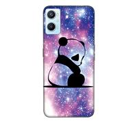 DiaryTown Coque pour Oppo A96 / A36 / A76 Silicone Liquide Case avec Motif Mince Noir Cover Doux Microfibre TPU Anti-Rayures Protection Bumper Antichoc Housse pour Oppo A96 / Realme 9i - Panda étoilé