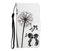 DiaryTown Coque pour Samsung Galaxy A03S, Portefeuille Étui en Cuir PU Flip Housse avec Motif Fermeture Magnétique Porte Cartes Antichoc Silicone Souple Protection Rabat Case - Noir Blanc