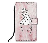 DiaryTown Coque pour Samsung Galaxy A22 5G, PU Portefeuille Étui en Cuir Flip Housse avec Motif Fermeture Magnétique Béquille Porte Cartes TPU Antichoc Protection de Rabat Case - Blanc Rose Amour