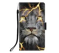 DiaryTown Coque pour Samsung Galaxy A36 5G Magnétique Fentes de Cartes Protection Cover Multifonction Antichoc Silicone Housse Galaxy A36 5G Etui en Cuir PU Portefeuille Flip Case - Lion d'or