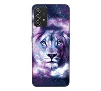 DiaryTown Coque pour Samsung Galaxy A53 5G Silicone Liquide Case avec Motif Animal Mince Noir Cover Doux Microfibre TPU Anti-Rayures Protection Bumper Antichoc Housse pour Samsung A53 5G - Lion Violet