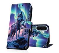 DiaryTown Coque pour Samsung Galaxy A57 5G Magnétique Protection Cover Multifonction Antichoc Silicone Housse Galaxy A57 5G Etui en Cuir PU Portefeuille Flip Case - Loup de L'aurore