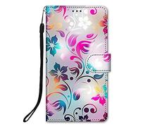 DiaryTown Coque pour Samsung Galaxy J3 2017, Portefeuille Étui en Cuir PU Flip Case avec Motif Fermeture Support Magnétique Cartes Antichoc Housse Protection pour Samsung Galaxy J330, Fleurs Colorées