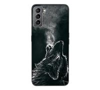 DiaryTown Coque pour Samsung Galaxy S22 5G Silicone Liquide Case avec Motif Animal Mince Noir Cover Doux Microfibre TPU Anti-Rayures Protection Bumper Antichoc Housse pour Samsung S22 5G - Loup