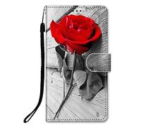 DiaryTown Coque pour Samsung Galaxy S23 Ultra Étui a Rabat Protection Case en Cuir PU Motif Portefeuille Housse Magnétique Porte Cartes 360 Antichoc Silicone Flip Cover pour Filles - Rose Rouge