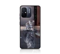 DiaryTown Coque pour Xiaomi Redmi 12C Noir Silicone Souple Housse avec Animal Motif Mince Étui de Protection Antichoc AntiRayure Case Cover pour Redmi 11A / Poco C55 - Chat/Tigre
