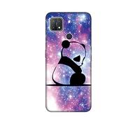 DiaryTown pour Coque Oppo A15 / A15S, Etui Noir en Silicone Souple avec Motif Animal Mince Slim TPU Gel Bumper Antichoc Case Housse de Protection pour Oppo A15, Panda