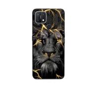 DiaryTown pour Coque Oppo A15, Etui Noir en Slim Silicone Souple avec Motif, TPU Anti Rayures Antichoc Case Housse de Protection pour Oppo A15S - Lion Or Noir
