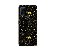 DiaryTown pour Coque Oppo A53 2020 / A32 2020, Etui Noir en Slim Silicone Souple avec Motif, TPU Anti Rayures Antichoc Case Housse de Protection pour Oppo A53S / A33 2020 - Jaune Bleu