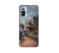 DiaryTown pour Coque Xiaomi Redmi Note 10 Pro/Note 10 Pro Max, Etui Noir en Silicone Souple avec Motif Animal Mince Slim TPU Gel Antichoc Housse de Protection pour Redmi Note 10 Pro, Fantaisie Chat