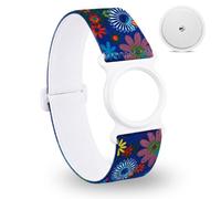 Diasticker® | Freestyle Libre 2 - Bande de fixation | Flexible - Résistant à l'eau - Tenue forte | brassard de capteur, protection, fixation | Ring: Blanc (Medium: 25-35 cm, Fleurs bleues)