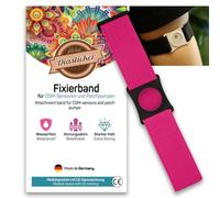 Diasticker® | Freestyle Libre 3 - Bande de fixation | Flexible - Résistant à l'eau - Tenue forte | brassard de capteur, protection, fixation | Support : Noir (Small: 18-25 cm, Rose)