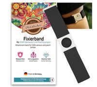 Diasticker® | Freestyle Libre 3 - Bande de fixation | Flexible - Résistant à l'eau - Tenue forte | brassard de capteur, protection, fixation | Support : Blanc (Medium: 25-35 cm, Noir)