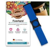 Diasticker® | Freestyle Libre 3 - Bande de fixation | Flexible - Résistant à l'eau - Tenue forte | brassard de capteur, protection, fixation | Support : Noir (Small: 18-25 cm, Bleu royal)