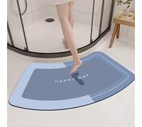 Diatom Tapis de salle de bain incurvé à séchage rapide antidérapant en forme d'éventail pour maison, hôtel, baignoire, cuisine, toilettes, entrée intérieure (bleu, 50 x 80 cm)