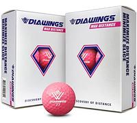 DIAWINGS W Balles de Golf Distance maximale Anti-Slice, Low Spin, Coups Droits | Demi-douzaine X 2, 12 balles | Blanc, Rose, Orange, Jaune (Rose)