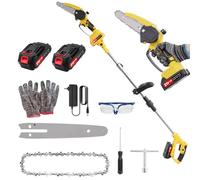 Dibaful Élagueuse sur perche sans fil avec 2 batteries de 2000mAh scie à branches professionnelle | Tronçonneuse électrique avec perche télescopique 1,52-1,72m pour la coupe des branches de jardin