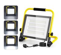 Dibaful Projecteur de chantier LED 200W avec prise et interrupteur Blanc froid 6500K Étanche IP65 Lampe de travail disponible en 200 W 100 W 50 W pour atelier et chantier