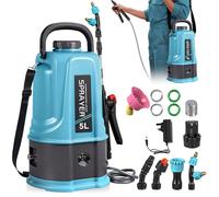 Dibaful Pulvérisateur à pression sans fil, 5 L, électrique, avec batterie 12 V, 2000 mAh, réglable 0-45 PSI, compatible avec batterie 12 V, pulvérisateur à pression avec 5 buses pour pulvérisateur de