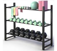 Dibaful Support d'haltères large réglable pour haltères courts et kettlebell | Support d'haltères Dumbbell Rack pour la gym ou la maison Support d'haltères courts