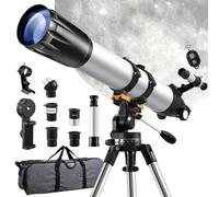 Dibaful Télescope astronomique astronomique pour observer les étoiles, ouverture de 90 mm, avec télécommande, télescope astronomique astronomique, télescope à lentilles pour débutants avec trépied