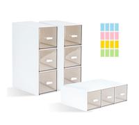 DIBALIYI Lot de 3 boîtes à thé en plastique avec couvercle transparent pour sachets de thé, rangement facile d'accès avec 3 tiroirs pour sachets de sucre, sachets de thé